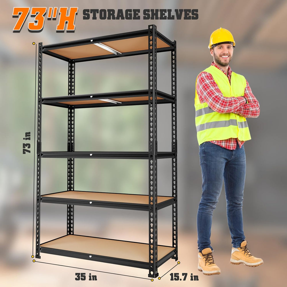 5-Tier Storage Shelving Unit, Metal, for Kitchen, Garage, Laundry Room, Adjus...