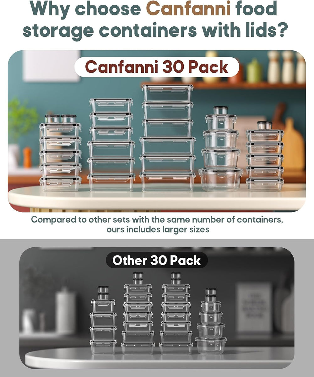 60 PCS Food Storage Containers with Lids Airtight, (30 Lids & 30 Containe...