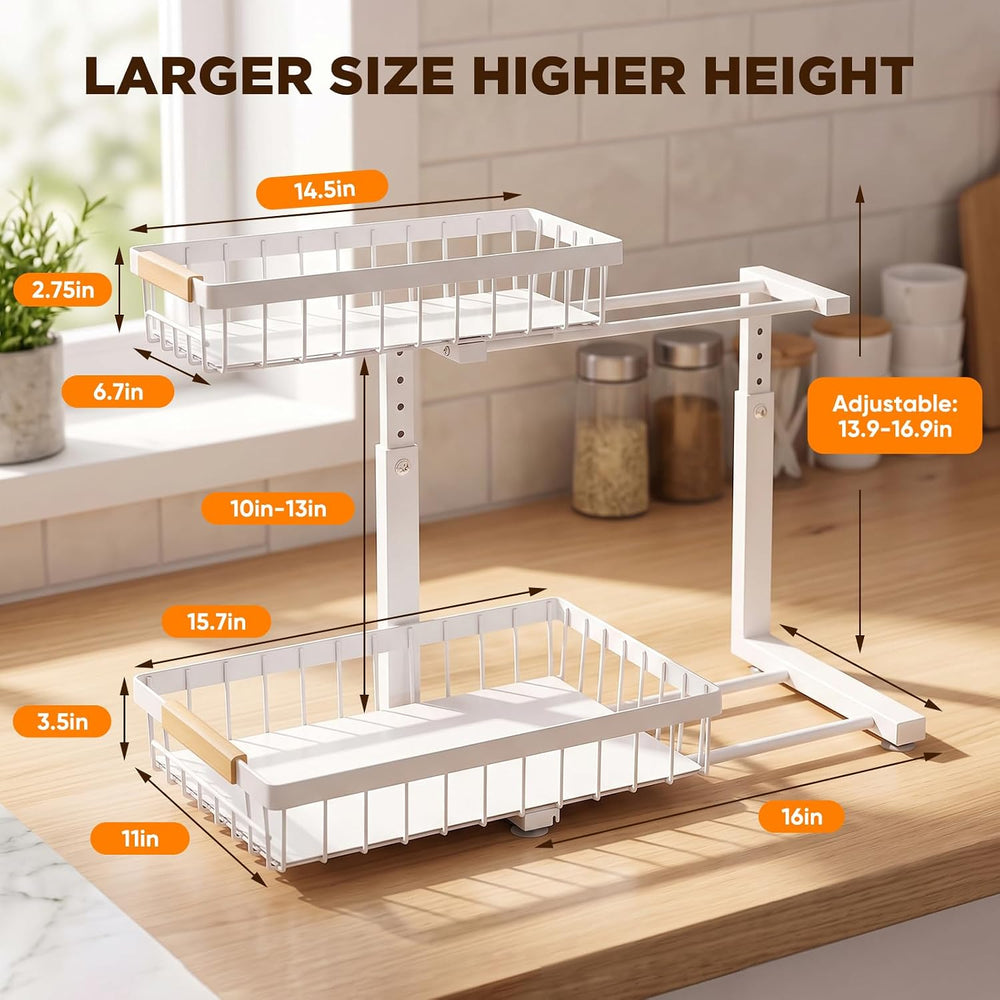 Sakerplus 2 Tier Under Sink Organizer, 2 Pack