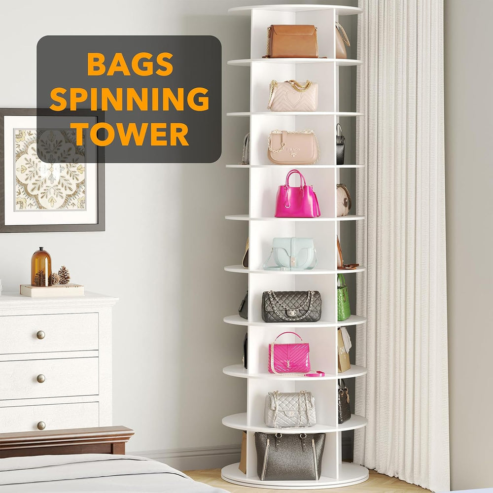 SpaceAid 9 Tier Rotating Shoe Rack Tower, Spinning Shoe Display Lazy Susan, R...