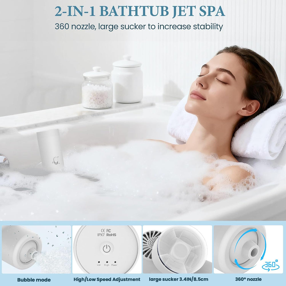 Bath Jets for Tub, Cordless IPX7 Rechargeable Bath Jet or Bubble Modes