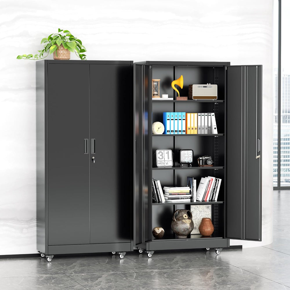 Bonusall Garage Cabinets with Wheels, 73" H Metal Locking Cabinet with 2...