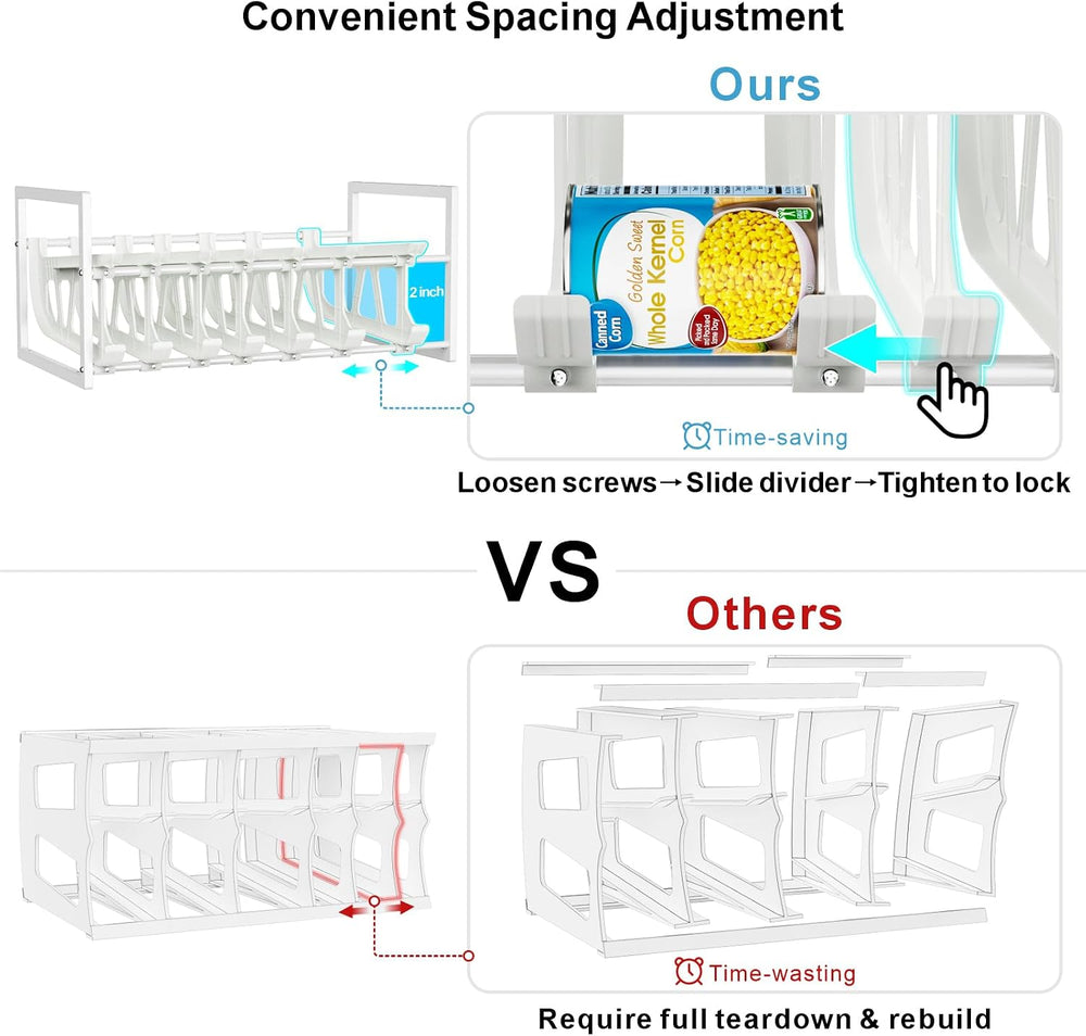 Can Organizer for Pantry - Auto-Rolling, Expands to Hold 60 Cans