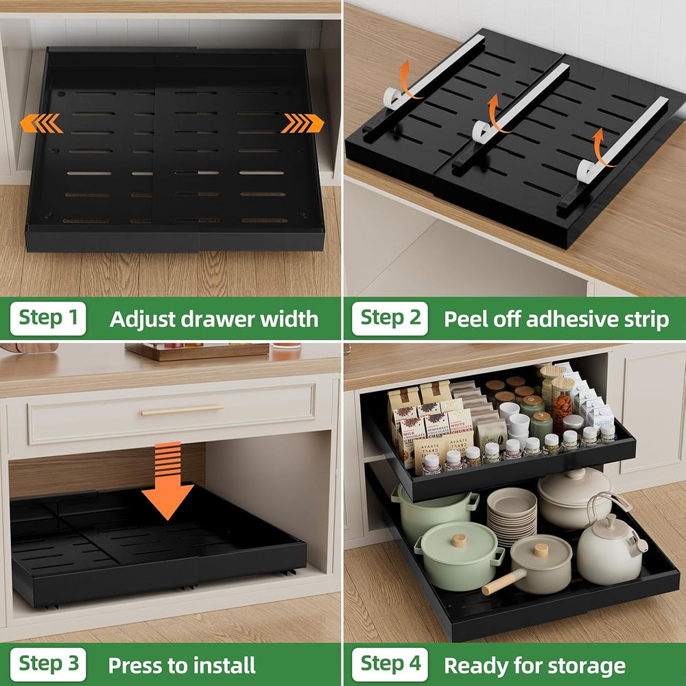 PAKETA 4 Pack Expandable Pull Out Cabinet Organizer,21" Deep