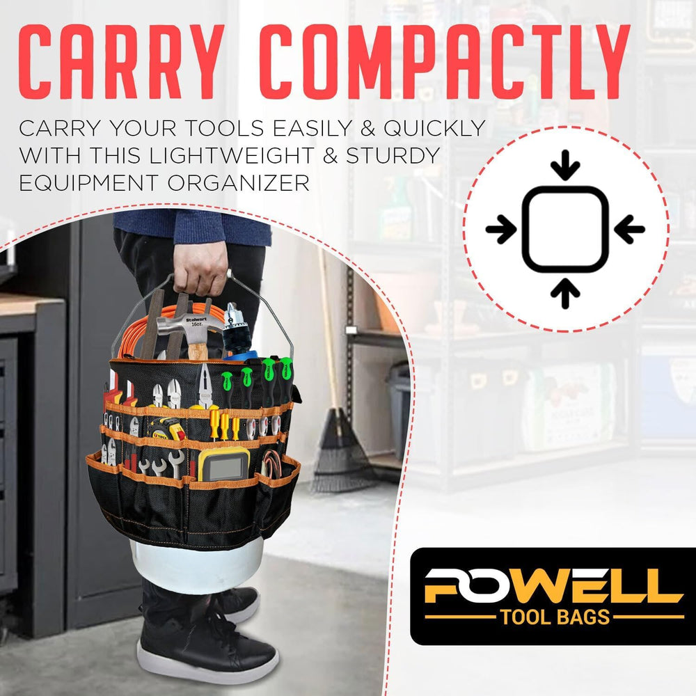 5 Gallon Bucket Tool Organizer Bag - Lightweight Tool Organizer Bag with 60 P...