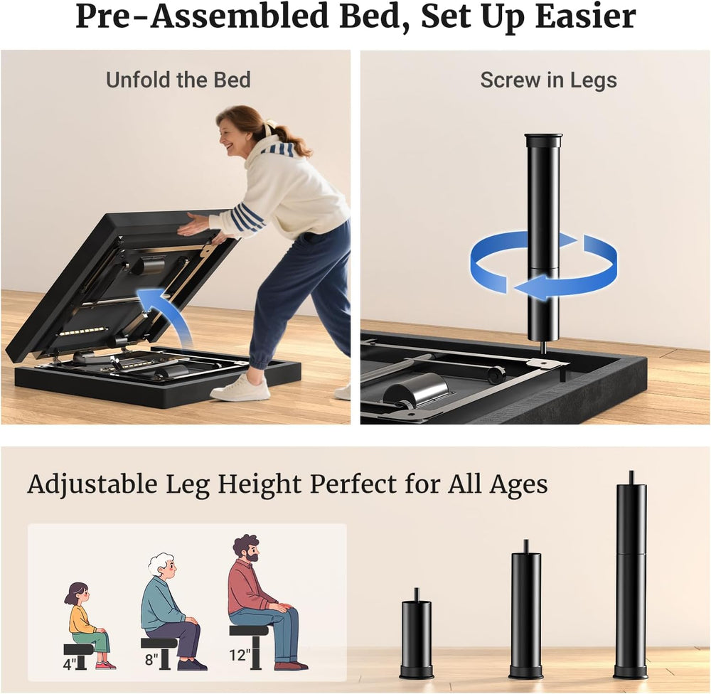 Tami Tami T600 Adjustable Bed Frame Queen Size with Remote & Massage - El...