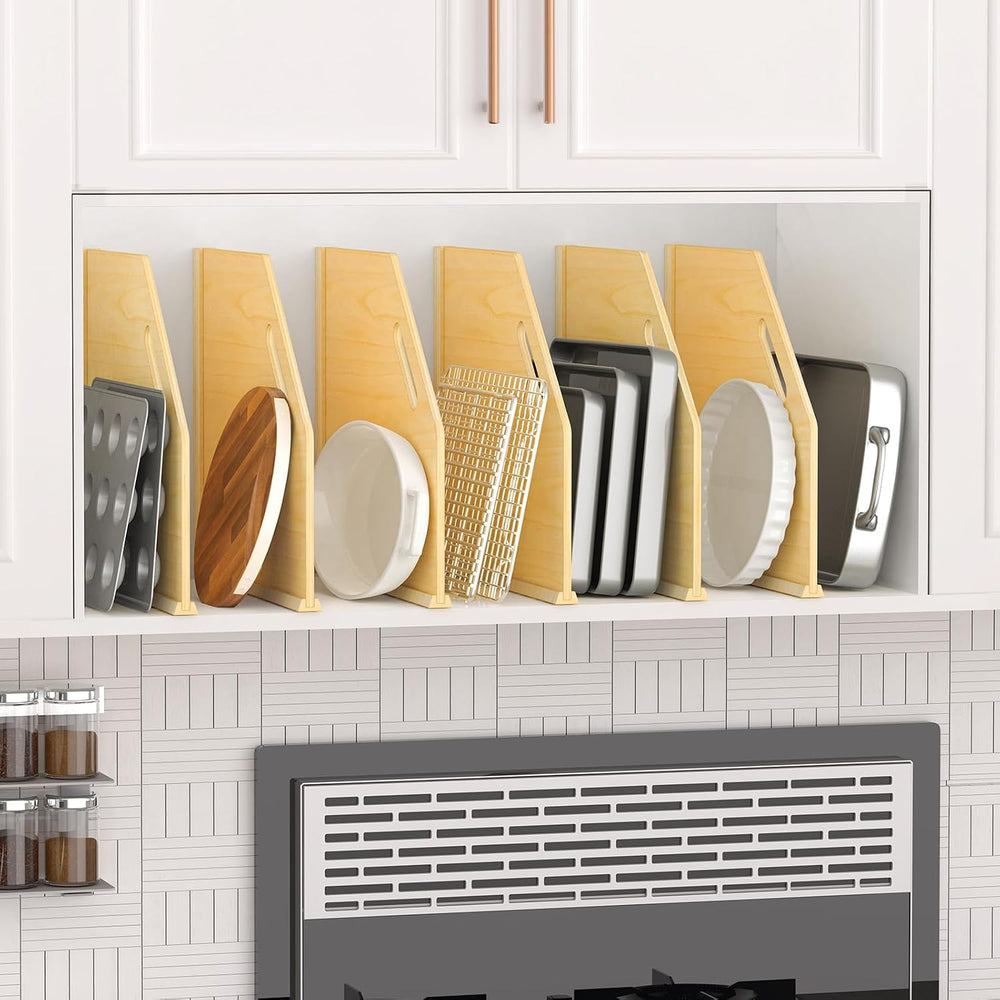 6 Pack Wood Tray Dividers Organizer For Kitchen Cabinet