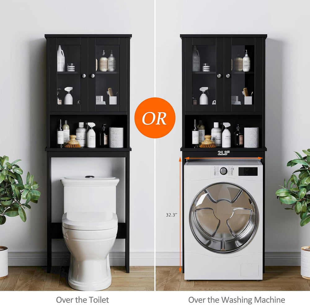 Over the Toilet Storage Cabinet, Bathroom Storage Cabinet, Black