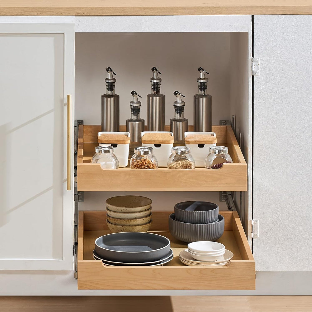 VEVOR 2 Tier Pull Out Cabinet Organizer, 20" W x 21" D Cabinet Draw...
