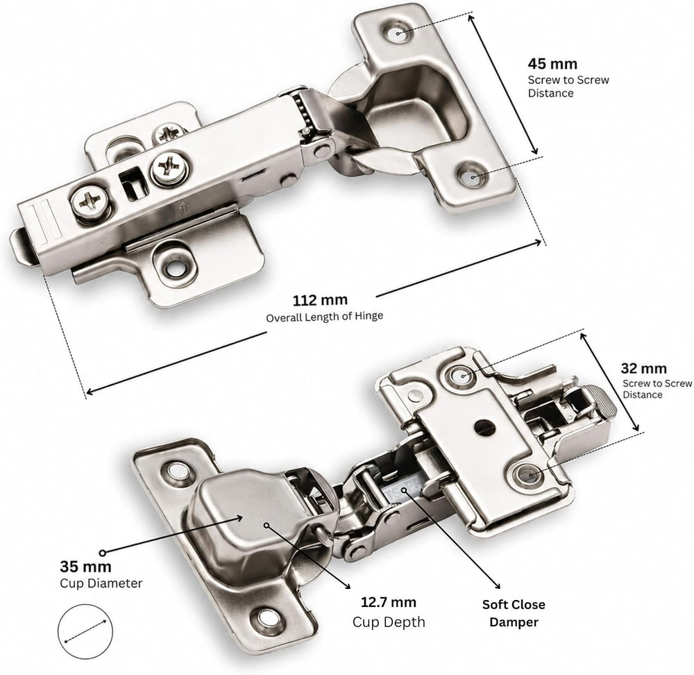 Berta, 40-Pack Full Overlay 110° Soft-Close Frameless Cabinet Hinges