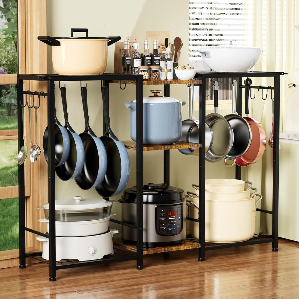 Pot Rack —Expandable Pot and Pan Organizer Rack, Freestanding Kitchen Pot and...