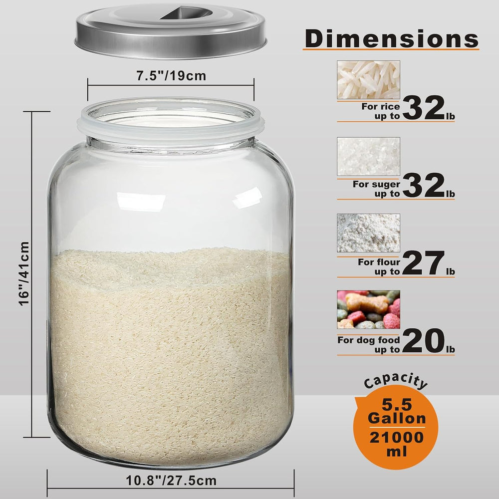 Daitouge 5.5 Gallon Large Glass Storage Jar with Lid, 21000ml, 1 Pack