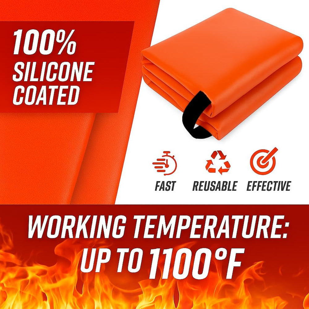 Premium Fire Blanket – 40"x40" Silicone-Coated Fiberglass, Emergenc...