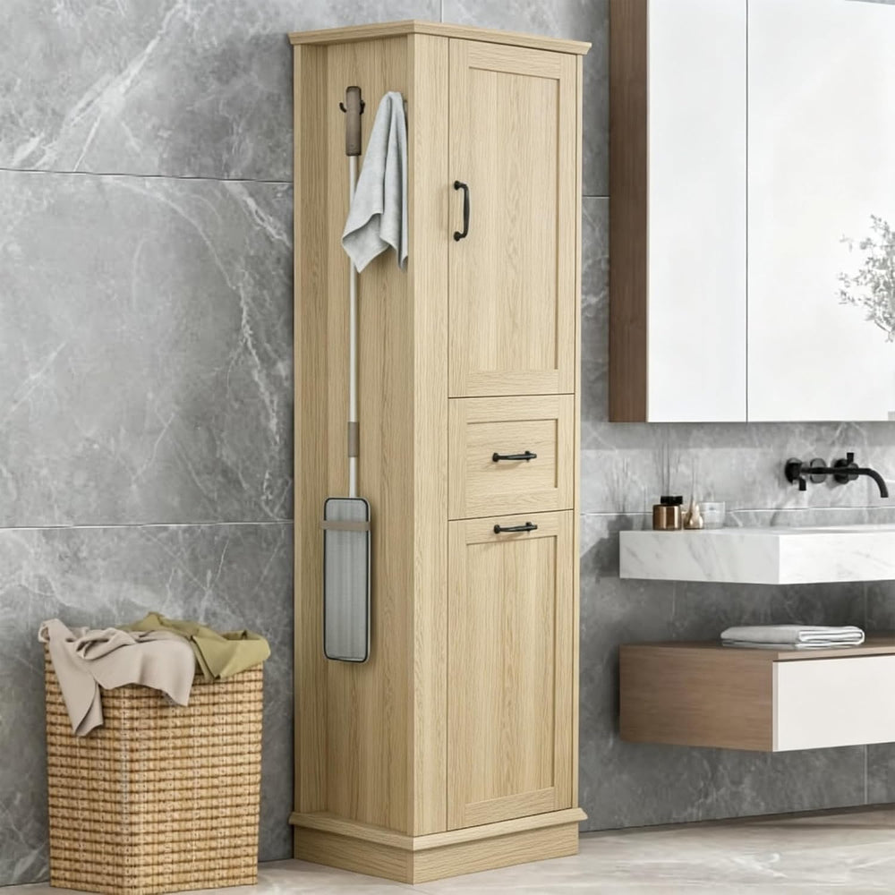 Virubi Tall Storage Cabinet, Tall Laundry Cabinet with Tilt-Out Hamper and Dr...