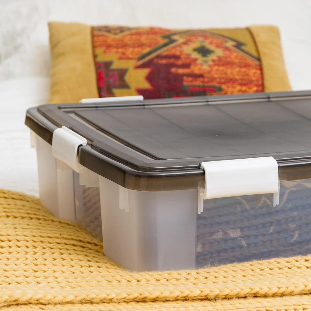 IRIS USA 47 Qt Underbed Storage Bins with Gasket Lids, Gray/Clear