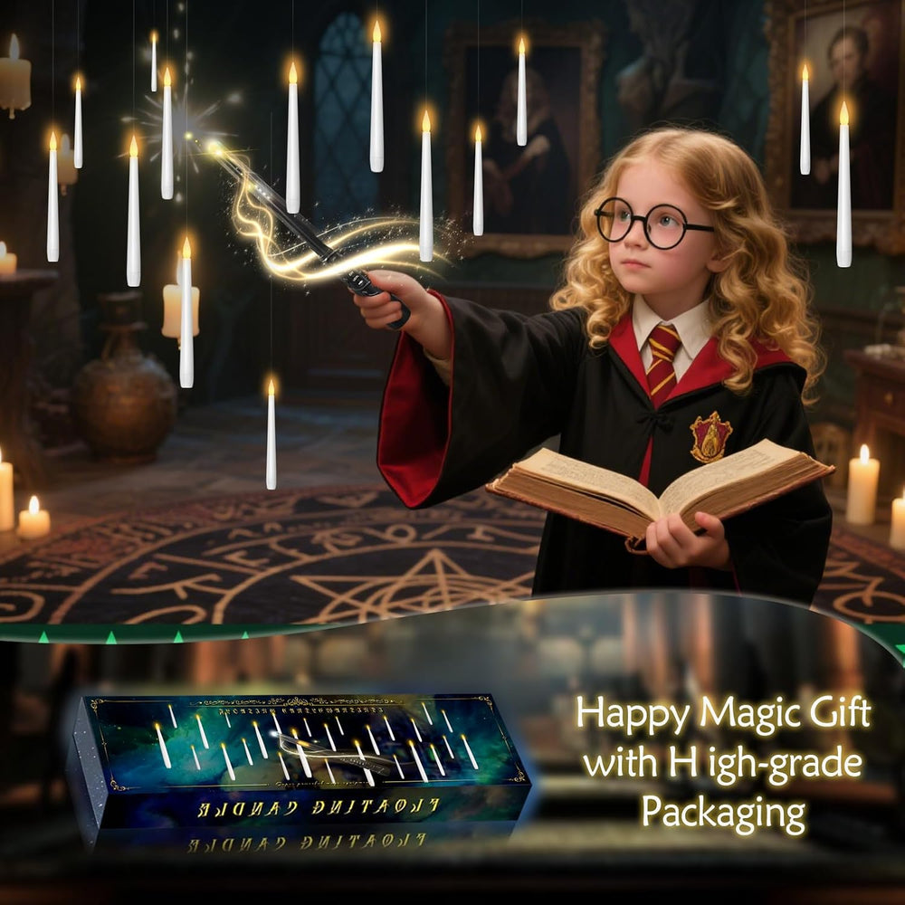 kakoya Flameless Floating Candles with Wand，30 Pcs Magic LED Hanging Taper Ca...