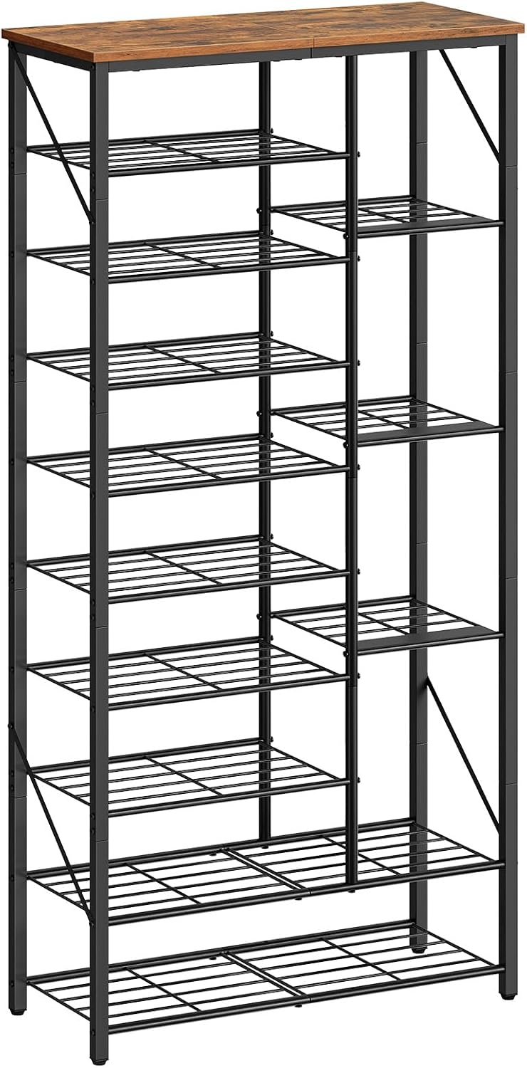 HOOBRO 10 Tier Shoe Rack for Entryway, Large Capacity Tall Shoe Storage