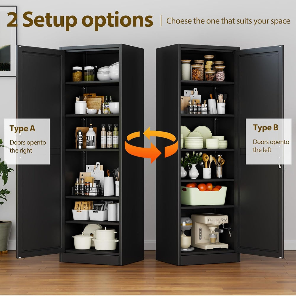 67" Black Lockable Metal Storage Cabinet