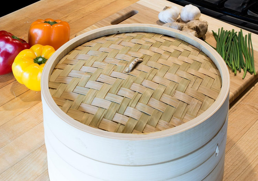Helen's Asian Kitchen Bamboo Food Steamer with Lid - 100% Natural Bamboo ...