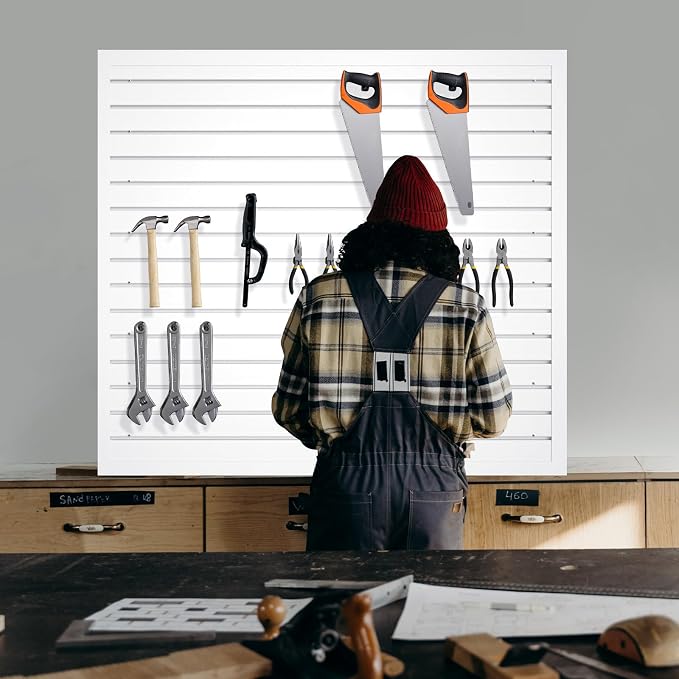 NeatiEase Slatwall Panel Wall Storage Systems, 4 x 4ft Slat Wall Paneling