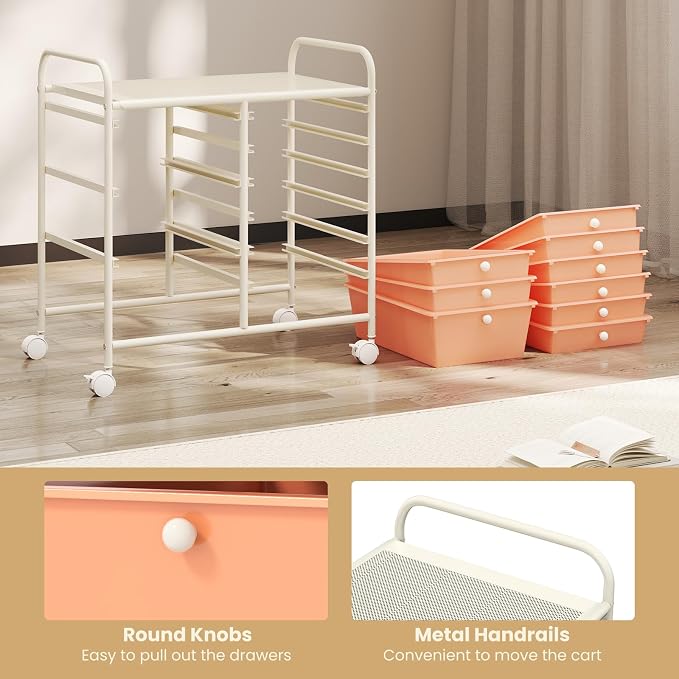 GOFLAME 9-Drawer Rolling Storage Cart, Mobile Utility Cart