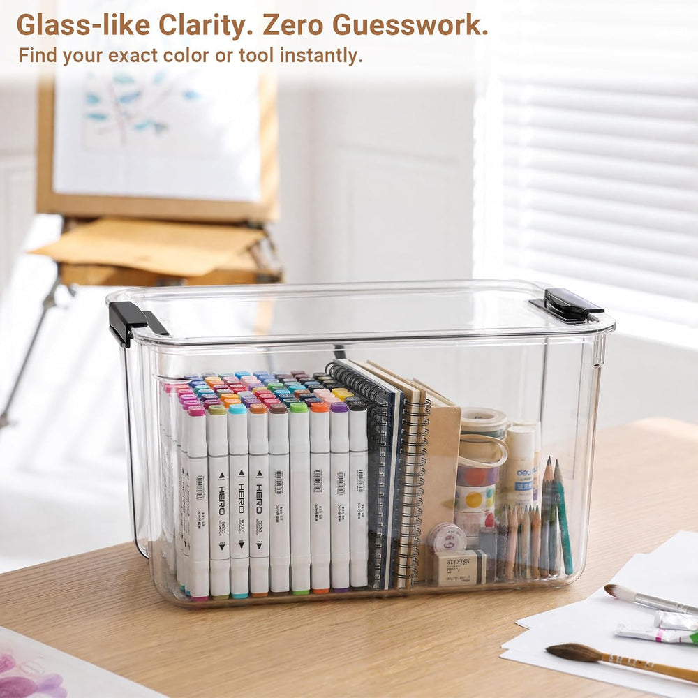 54Qt Stackable Storage Bins with Lids,Clear Latching Organizer Boxes,2-Pack