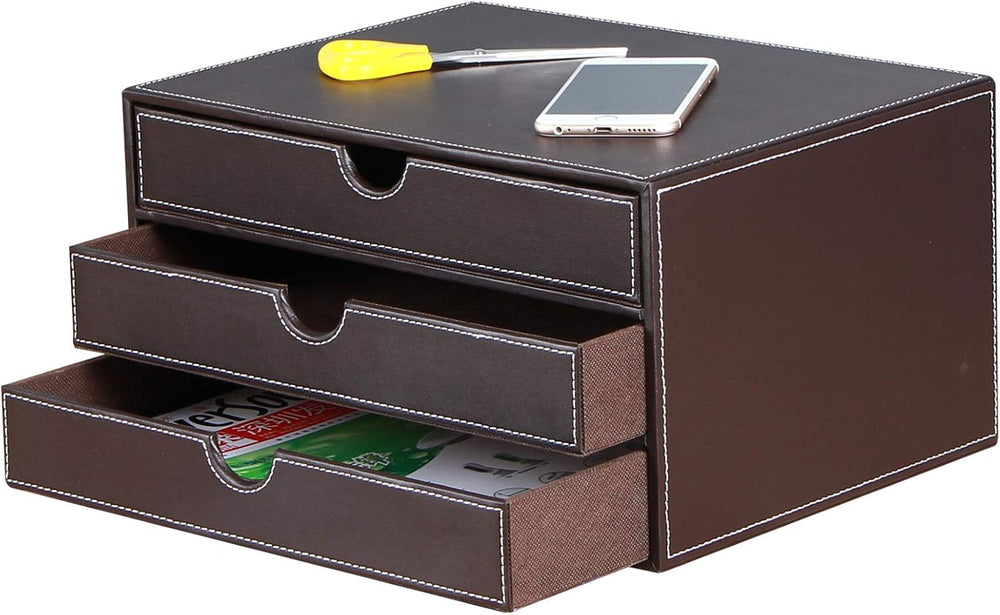 Stackable 3-Drawer Desk Organizer, Executive Office Supplies Desktop Filing A...