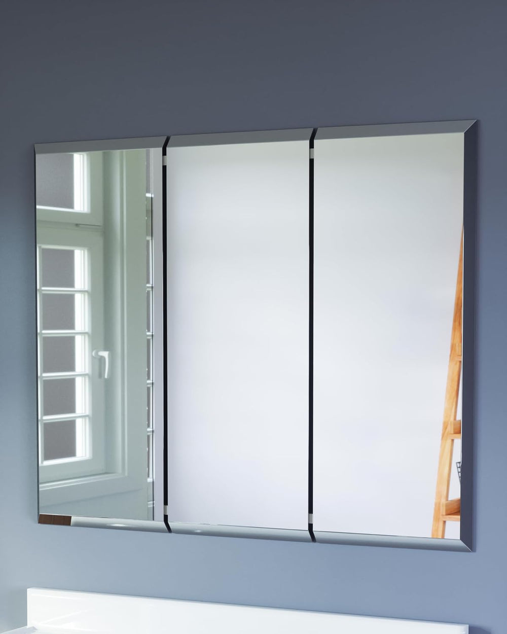 Design House Cyprus Medicine Cabinet, 3 Frameless Mirrored Doors, 2 Adjustabl...