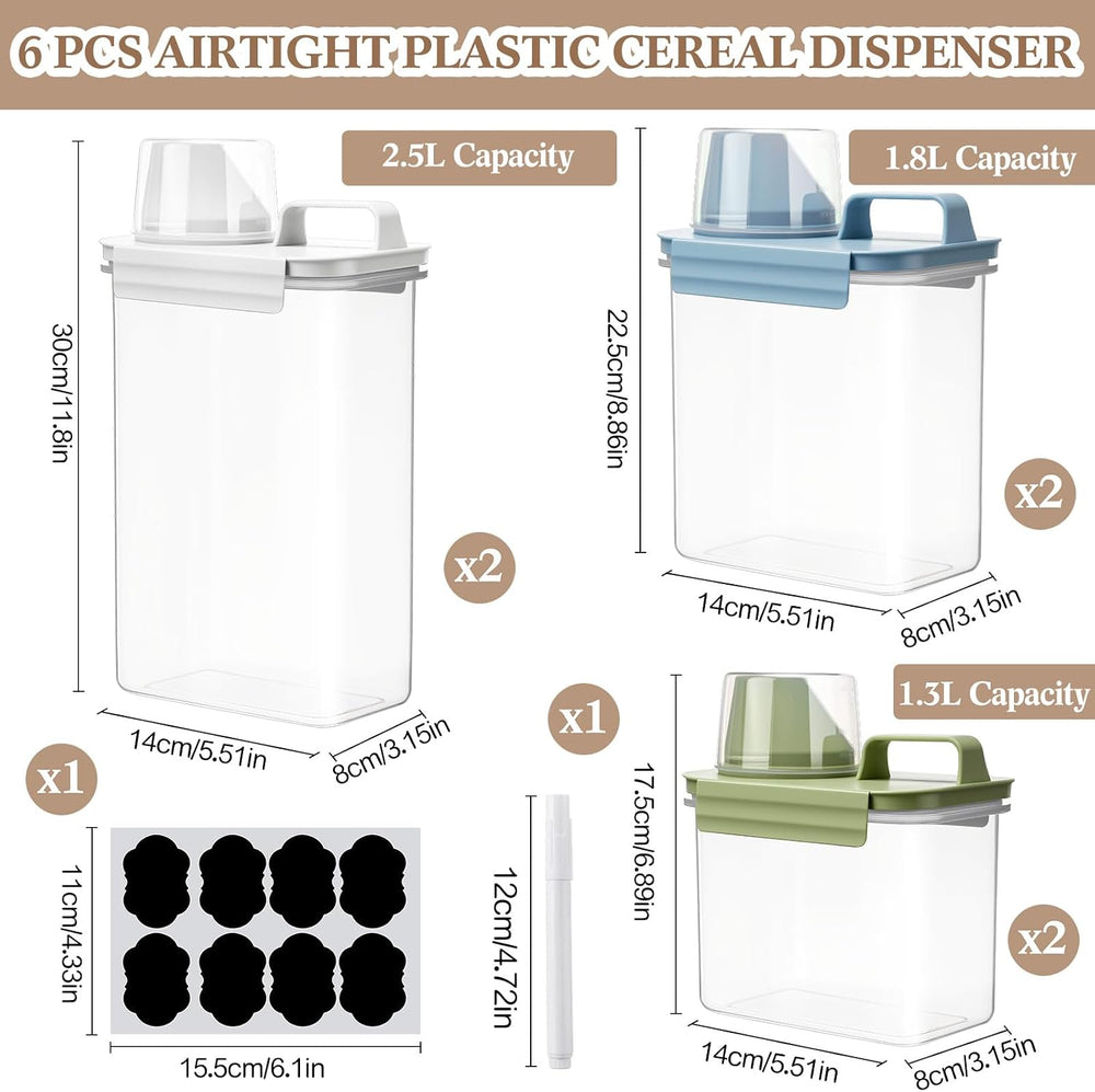 LemonRoad 6 Pcs Cereal Container Organizer Sets, 1.3L & 1.8L & 2.5L, ...