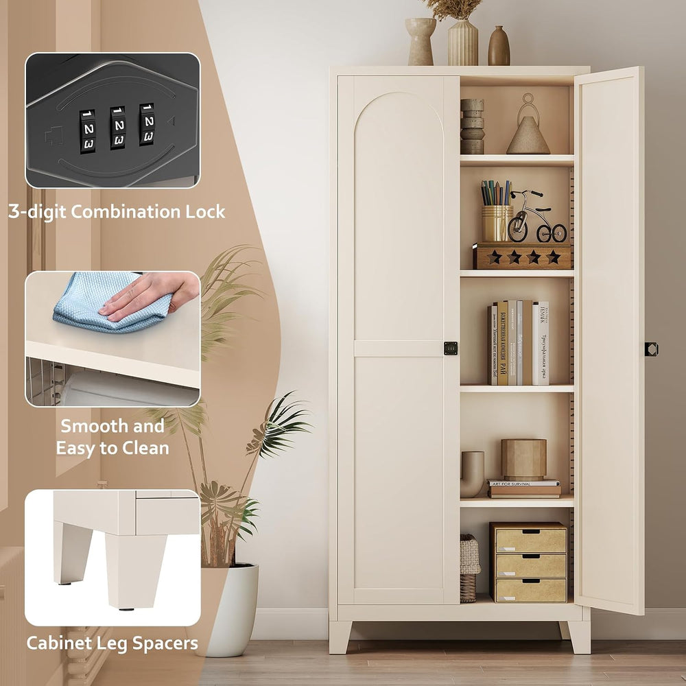 Zevemomo 71" Metal Locking Cabinet Lockable Storage Cabinet for Home Office