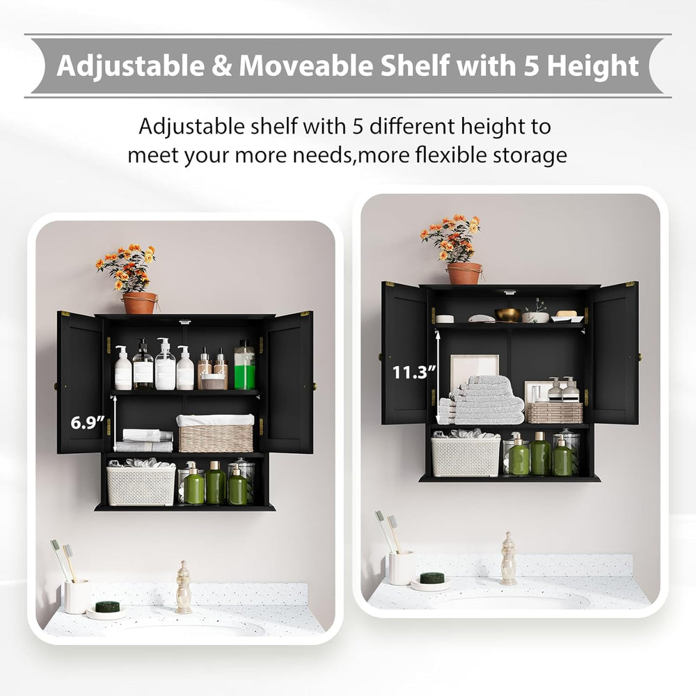 Bathroom Wall Cabinet, Bathroom Cabinet Wall Mount with 2 Doors and Open Shel...