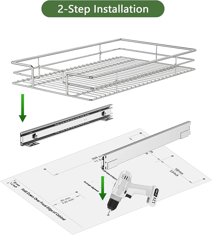 LOVMOR Pull Out Cabinet Organizer 10½"W x 21½"D, Kitchen Cabinet Pu...