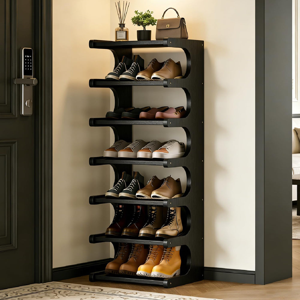 39" Bamboo Shoe Rack - Vertical Shoe Organizer Rack for Small Space, Nar...