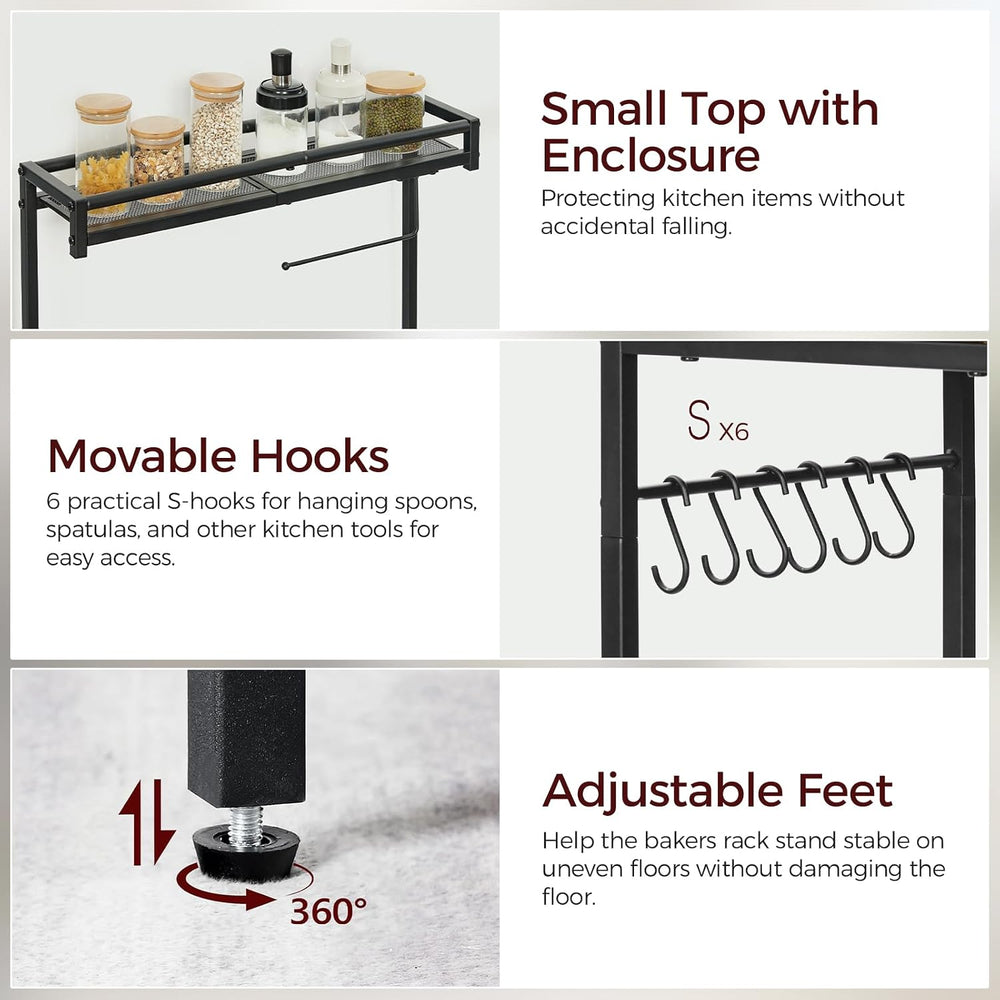 MAHANCRIS Bakers Rack with Storage, Microwave Stand with Paper Holder, Bakers...
