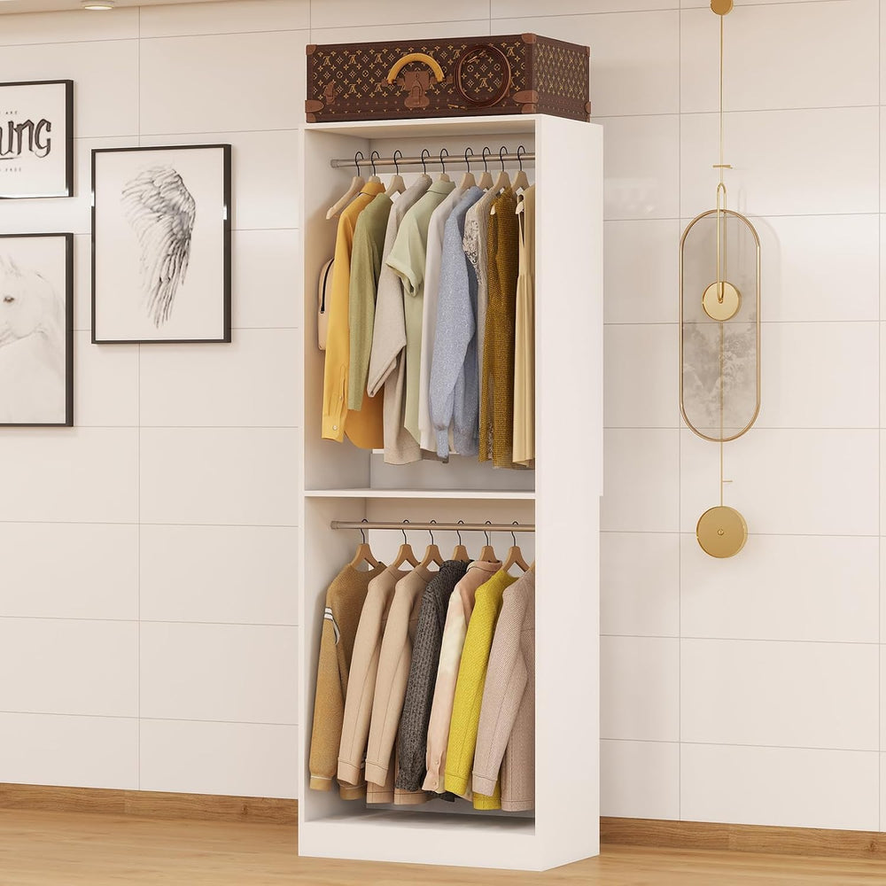Closet System, 2FT Wood Closet Organizer System Small Walk-in Closet Freestan...