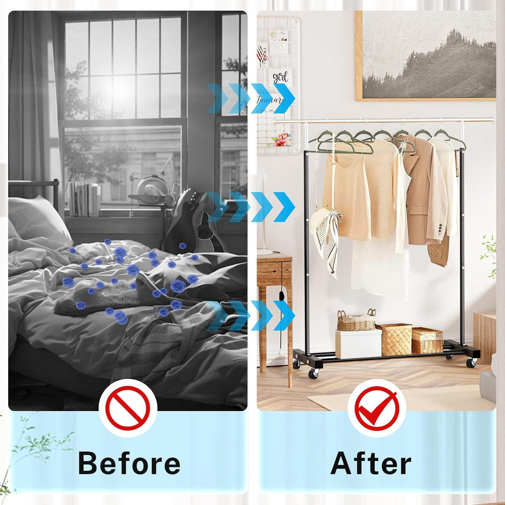 VICERII Clothing Rack, 55.51 Inch Heavy Duty Clothes Rack Rolling Garment Rac...