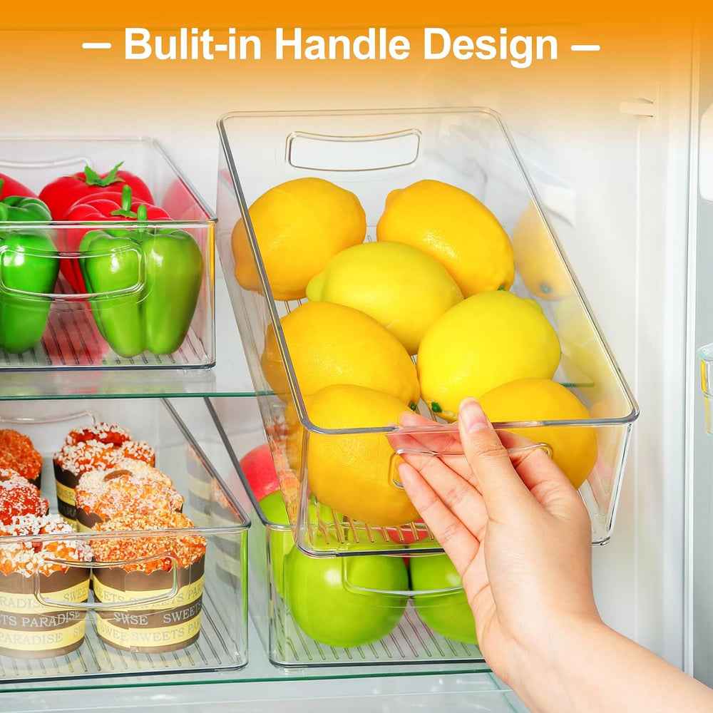 Hudgan Clear Storage Bins 8 Packs for Refrigerator, 4 Large Stackable Pantry ...