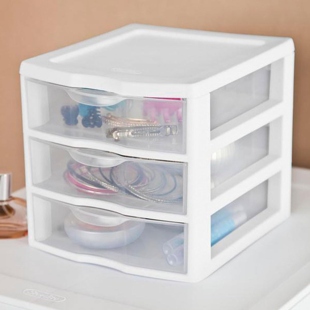 Sterilite Clearview 3-Drawer Cart Small Plastic Storage Organizer, 18-Pack
