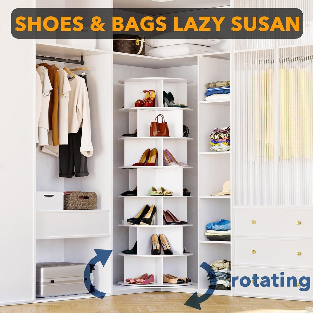 SpaceAid Cross Style 7-Tier Rotating Shoe Organizer, Spinning Shoe Rack Tower...