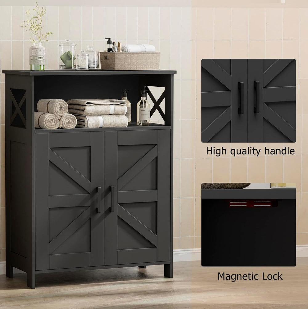 Homhedy Farmhouse Bathroom Storage Cabinet with Doors, Small Floor Cabinet