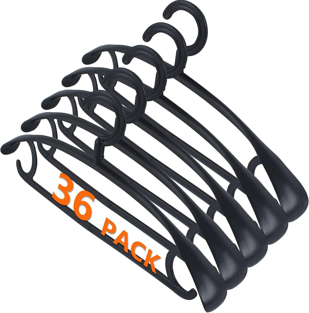 DEDU Plastic Clothes Hangers 36 Pack, Extra Thick Wide Shoulder Coat Hangers ...
