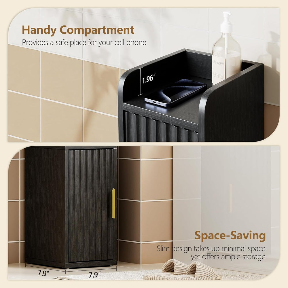 Yoobure Fluted Small Bathroom Storage Cabinet, Narrow Toilet Paper Cabinets