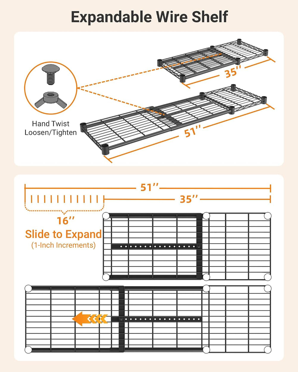 Expandable Clothes Rack with Shelves for Heavy Duty Closet Organizer System