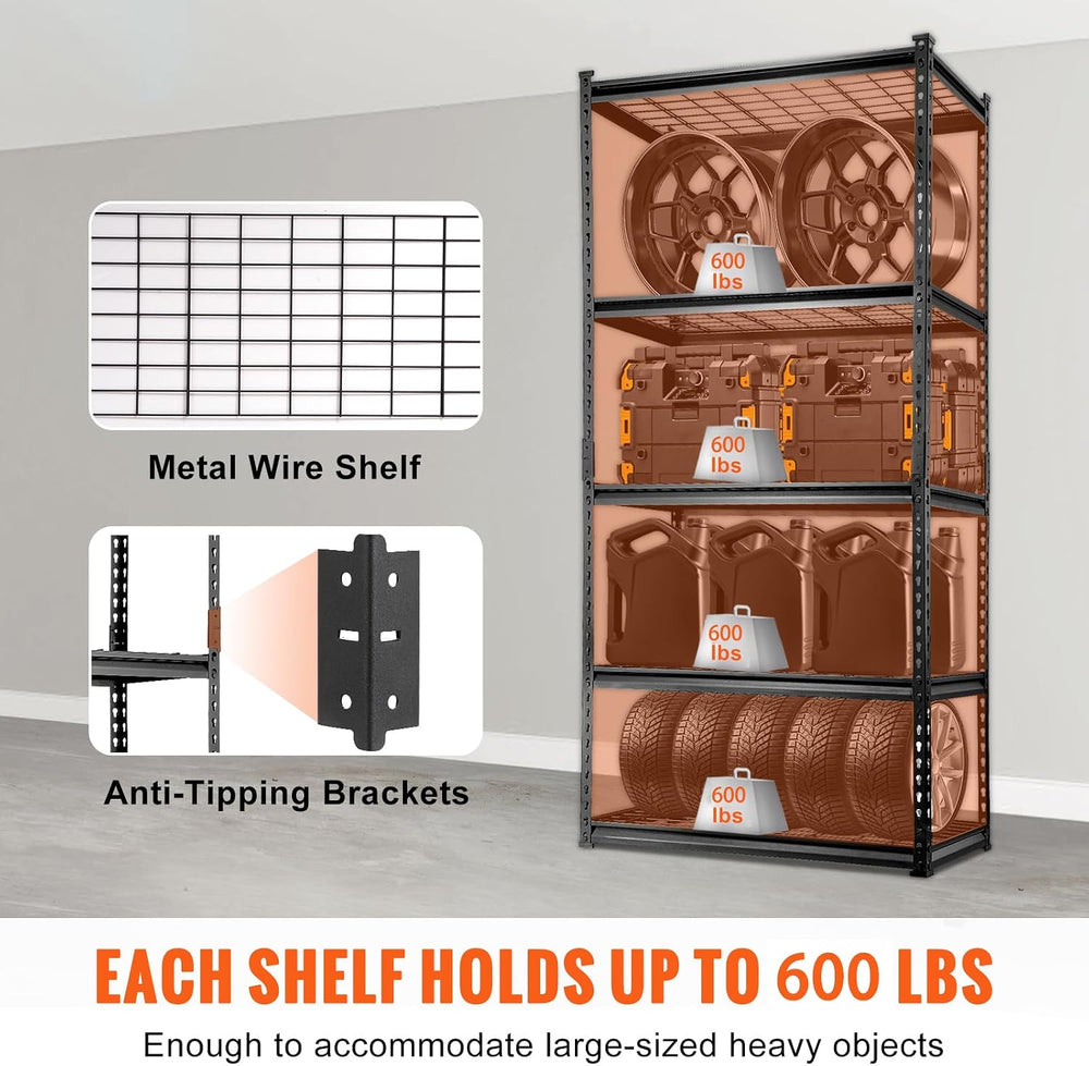 VEVOR Storage Shelving Unit, 5-Tier Adjustable, 2000 lbs Capacity, Heavy Duty...