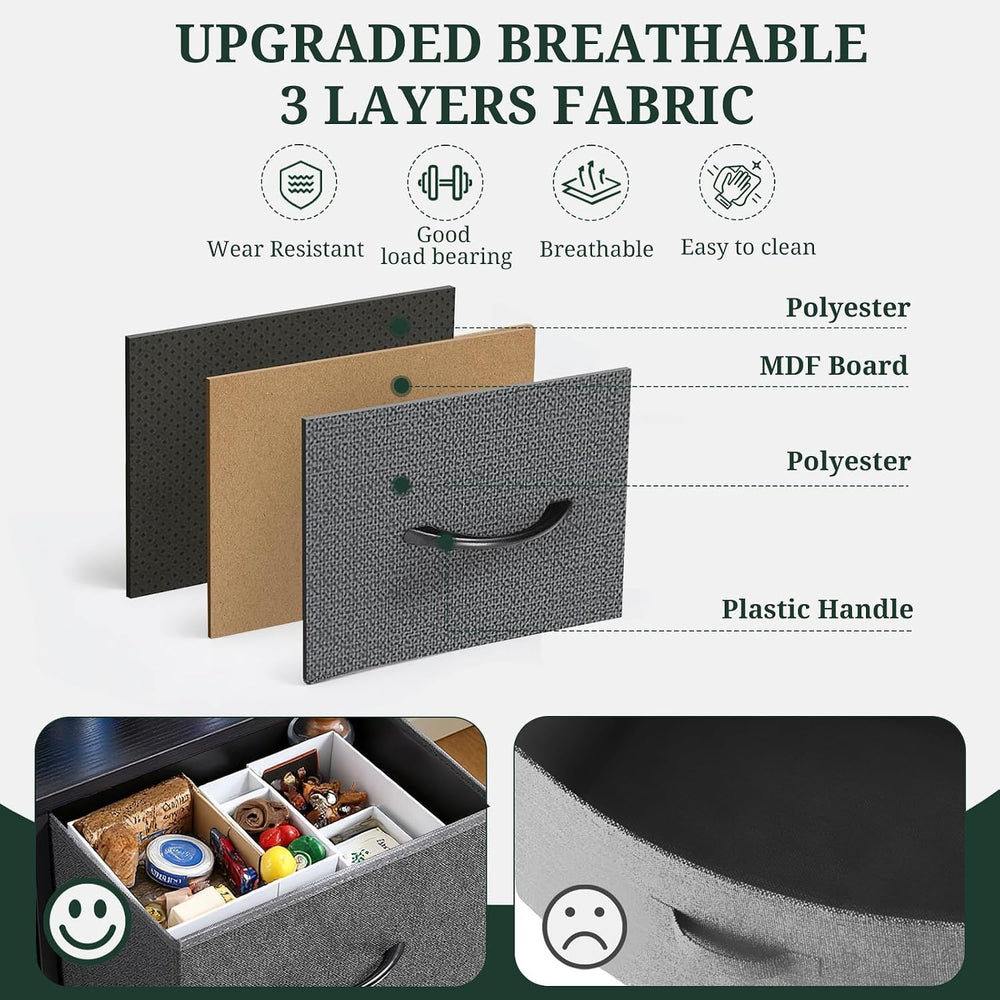 5-Drawer Dresser for Bedroom, Anti-Tip Wide Storage Organizer Fabric