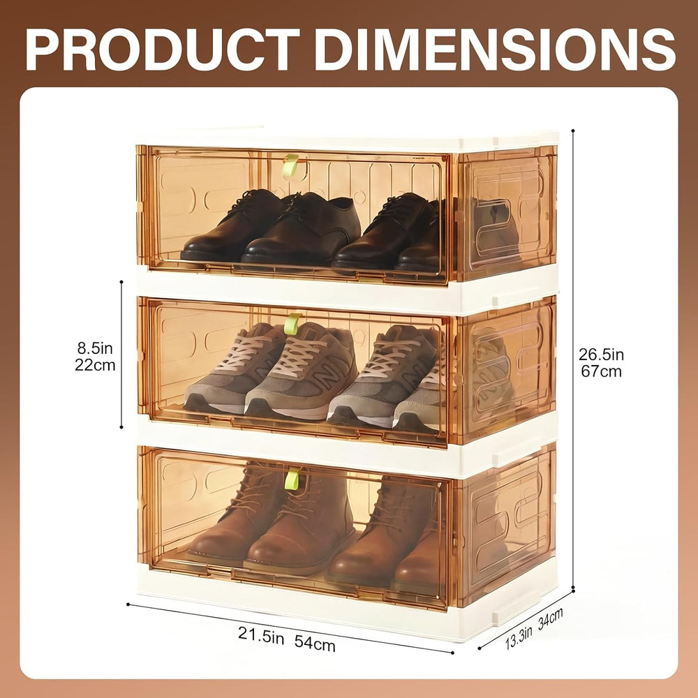 Shoe Rack Organizer for Entryway/Closet,Stackable Magnetic-Door Shoe Boxes,Fo...