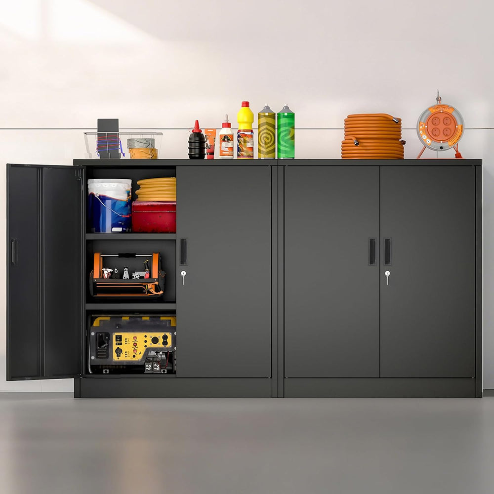 Metal Storage Cabinet, 36" H Locking Storage Cabinet with 2 Adjustable S...