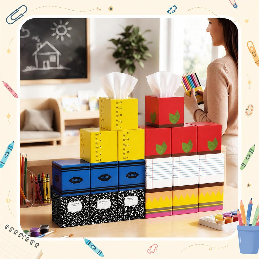 Tinlade 18 Pack Back to School Facial Tissue Cube Boxes with Tissues 900 Shee...
