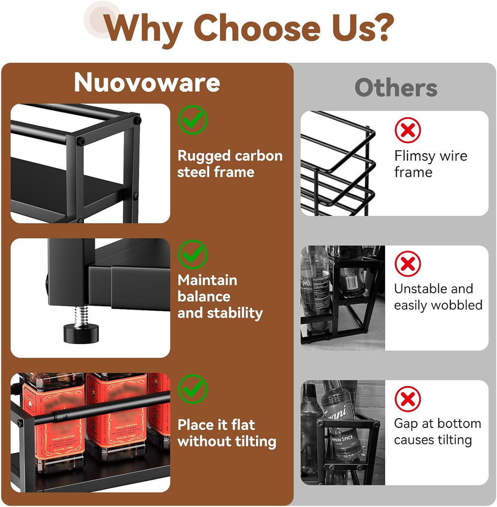 Nuovoware Expandable Liquor Bottle Display Shelf, 3-Tier, Black