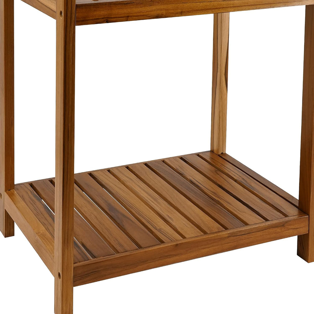 VaeFae Teak Bathroom Shelf, 4-Tier Storage Shelf, Wooden Stand Shelf Organize...
